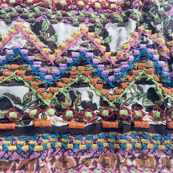 Anthropologie Holding Horses Top 6 Medium Blue Boho Western Short Sleeves Swing - Picture 4 of 7